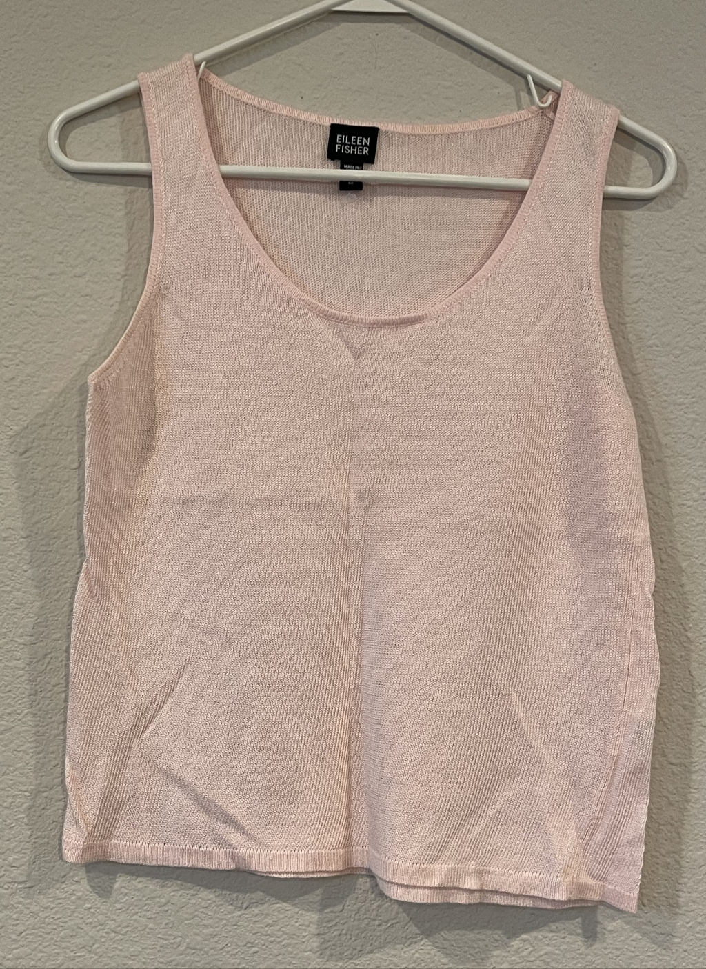 Eileen Fisher Vintage 2010s Pale Light Pink Italian Yarn Sleeveless Sweater Tank